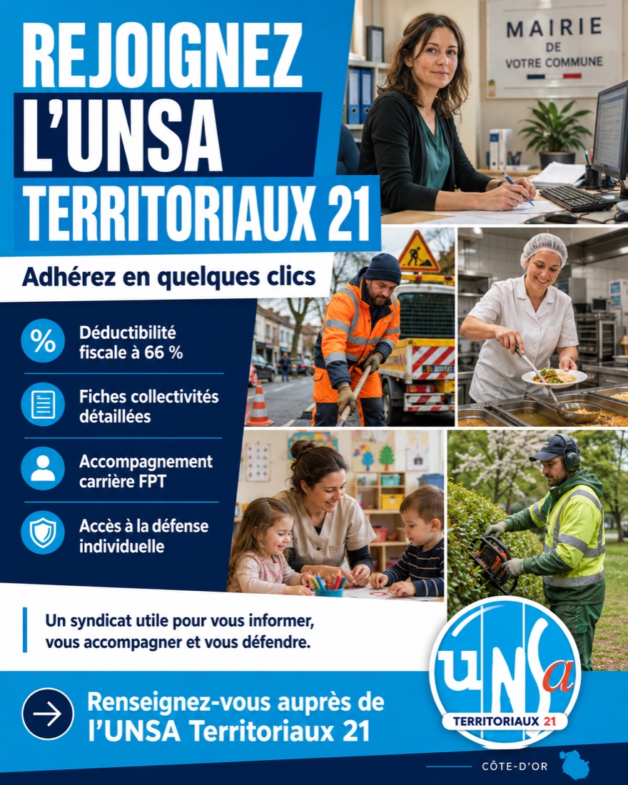 Rejoignez l'UNSA Territoriaux 21 — Adhérez en quelques clics